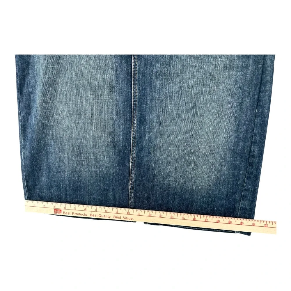 Lands‎ End Straight Denim Above Knee Skirt Y2K Faded Wash Stretch Womens Size 12